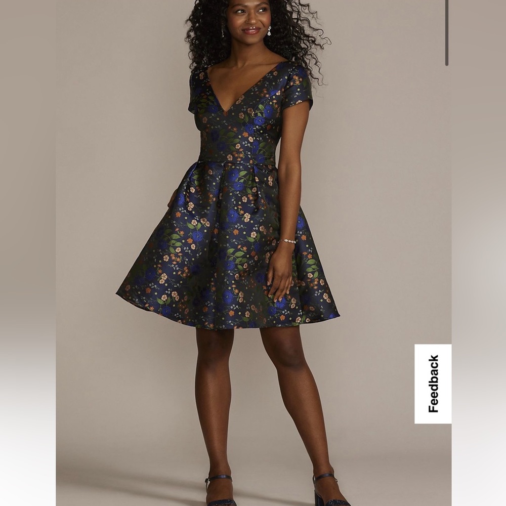 David’s Bridal Floral Jacquard A-Line Dress
